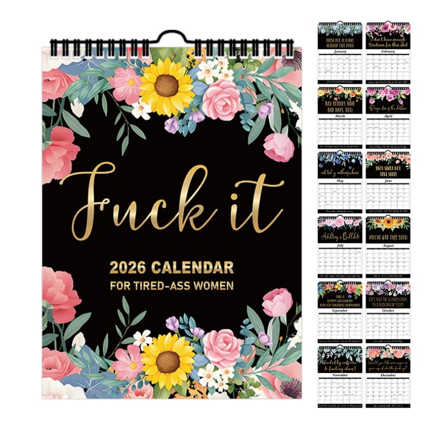 🏆Hot Sale⚡2026 Calendar For Tired-Ass Women - Humorous Daily Planner with Relatable Quotes. Stress-Relief Organizer for Busy Moms. Working Women & Burnout Ladies