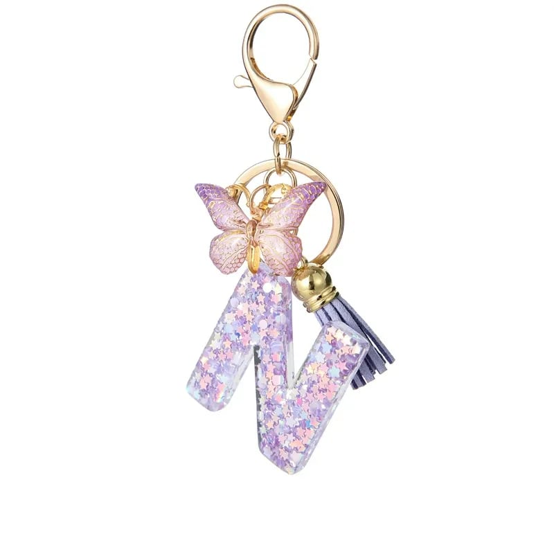 🔥Butterfly Letter Keychain Tassel Design Vibrant Durable Lightweight Gift