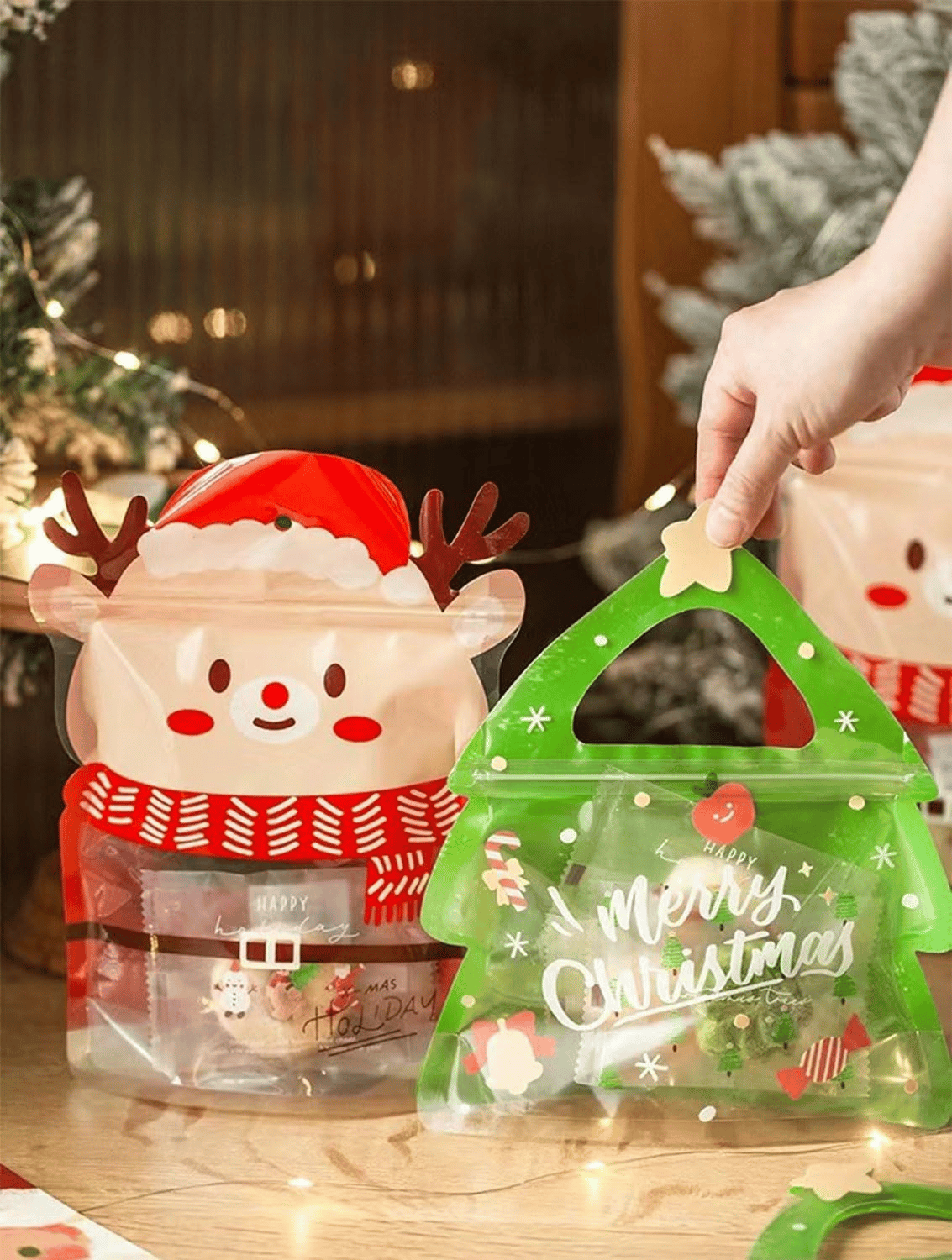 🎄Christmas Treat Bags. Kids Xmas Sealable Bags With Handle 10 PCS❄️