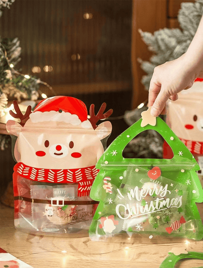 🎄Christmas Treat Bags. Kids Xmas Sealable Bags With Handle 10 PCS❄️