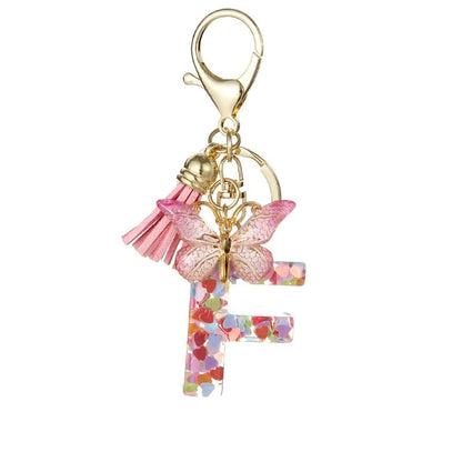 🔥Butterfly Letter Keychain Tassel Design Vibrant Durable Lightweight Gift