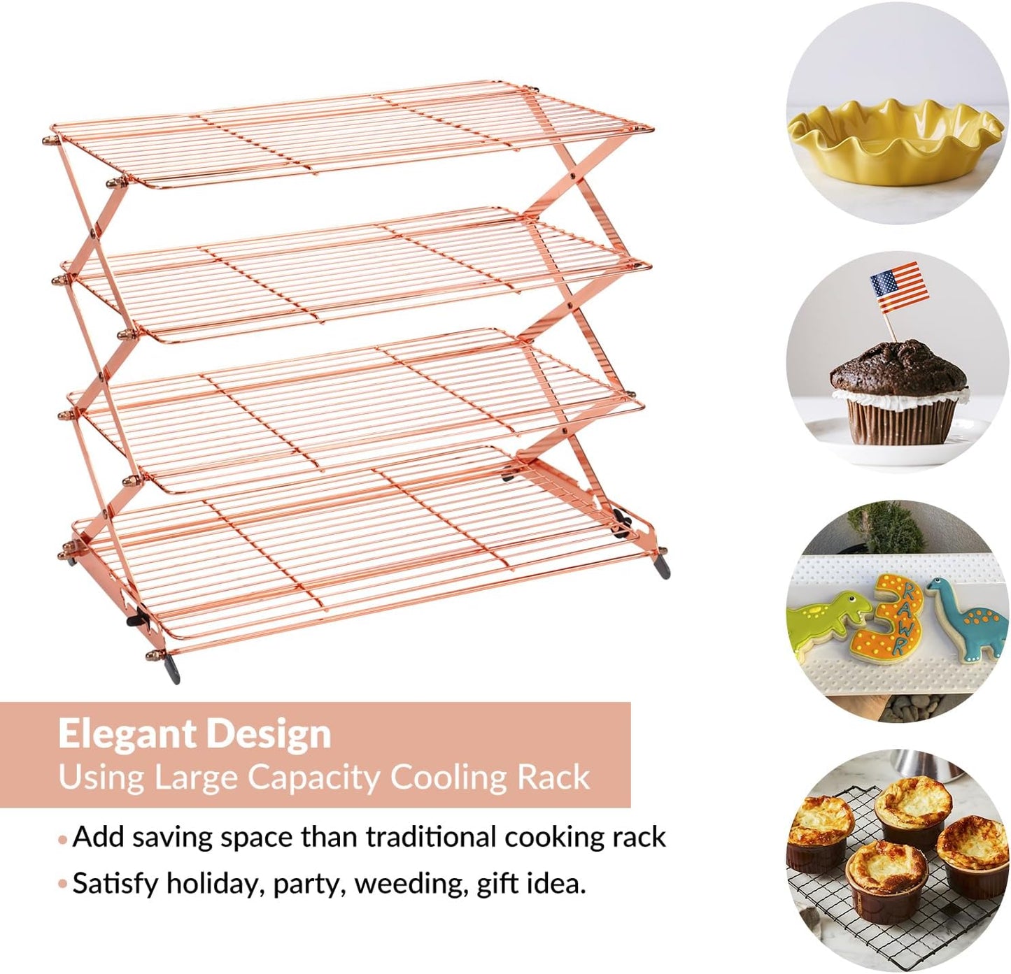 🍪 3/4-Tier Collapsible Cooling Rack – Expand to Bake. Collapse to Save Space!