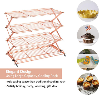 🍪 3/4-Tier Collapsible Cooling Rack – Expand to Bake. Collapse to Save Space!