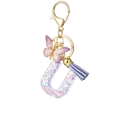 🔥Butterfly Letter Keychain Tassel Design Vibrant Durable Lightweight Gift