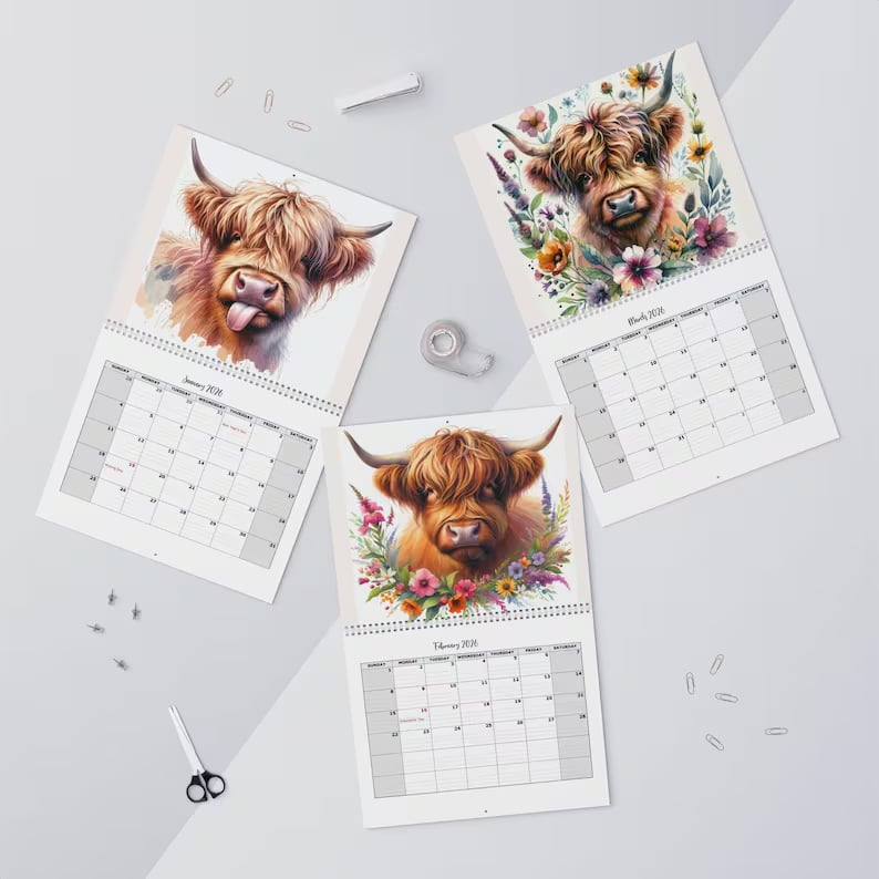 🏆Flash Sale⚡ 10K+ SOLD! Almost Gone-🐮Highland Cow Calendar 2026 📅