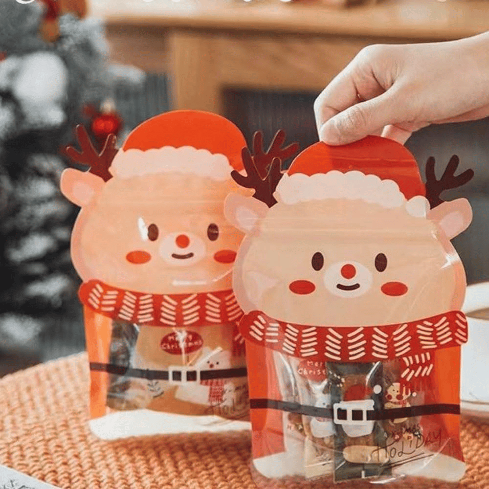 🎄Christmas Treat Bags. Kids Xmas Sealable Bags With Handle 10 PCS❄️