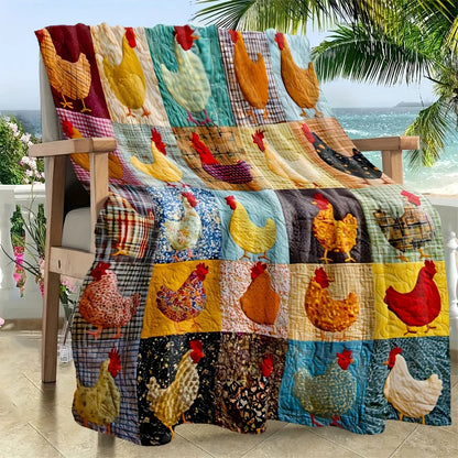 💥🌲🎁Vintage Chicken Print Flannel Blanket🐔