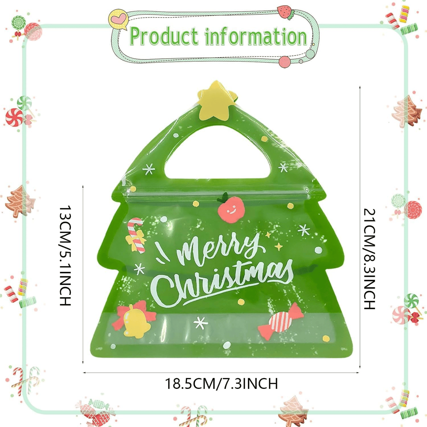 🎄Christmas Treat Bags. Kids Xmas Sealable Bags With Handle 10 PCS❄️