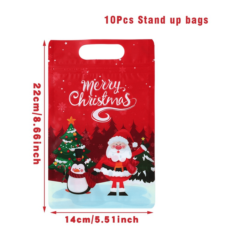 🎄Christmas Treat Bags. Kids Xmas Sealable Bags With Handle 10 PCS❄️