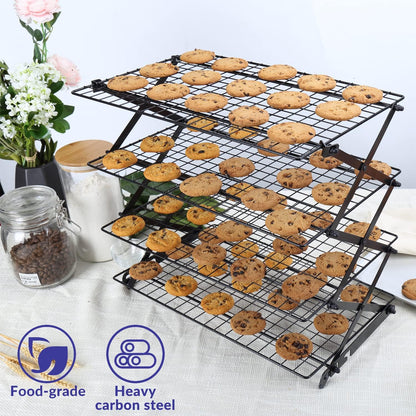 🍪 3/4-Tier Collapsible Cooling Rack – Expand to Bake. Collapse to Save Space!