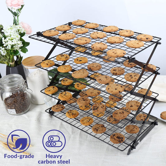 🍪 3/4-Tier Collapsible Cooling Rack – Expand to Bake. Collapse to Save Space!