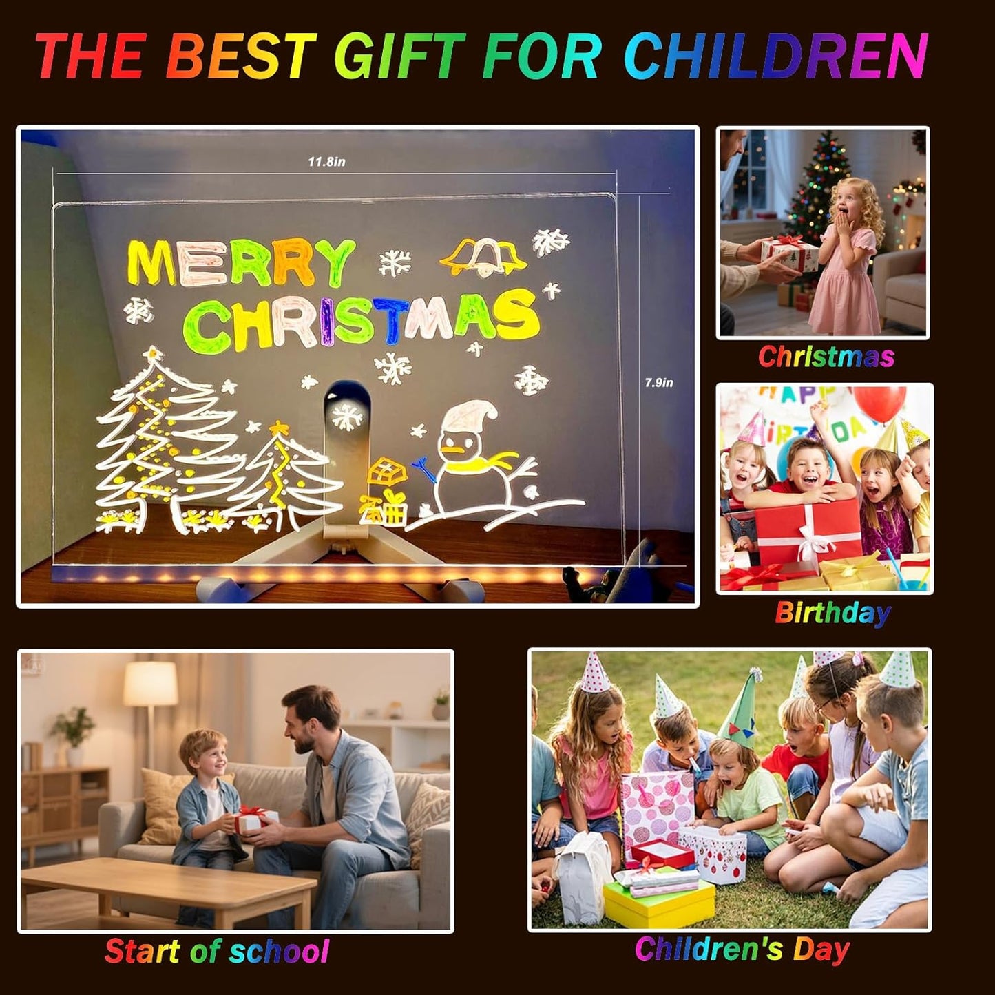 🎅The perfect gift for this Christmas🎁Creative Rewritable Acrylic LED Message Board 🎨 (set come with 7 Pens)