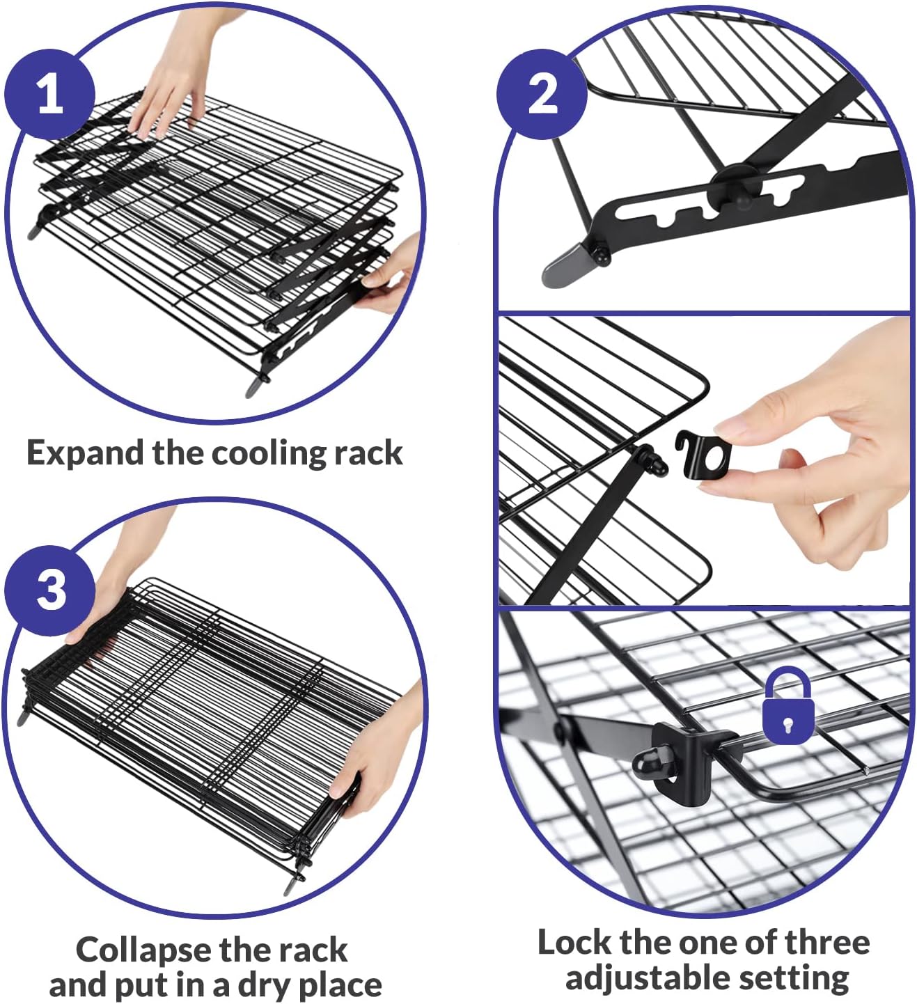 🍪 3/4-Tier Collapsible Cooling Rack – Expand to Bake. Collapse to Save Space!