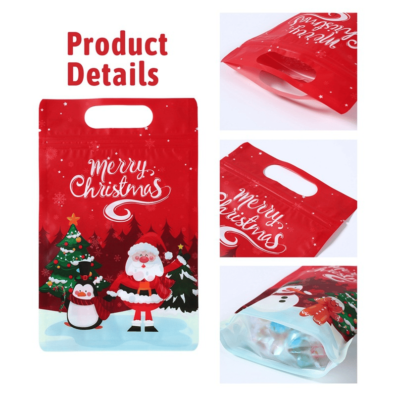 🎄Christmas Treat Bags. Kids Xmas Sealable Bags With Handle 10 PCS❄️