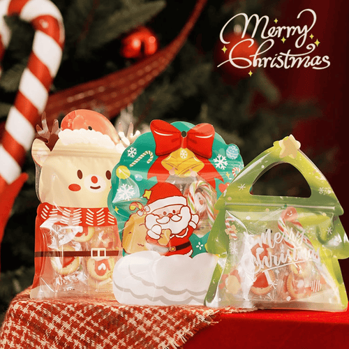 🎄Christmas Treat Bags. Kids Xmas Sealable Bags With Handle 10 PCS❄️