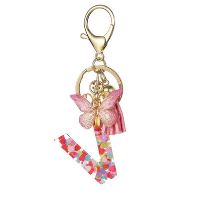 🔥Butterfly Letter Keychain Tassel Design Vibrant Durable Lightweight Gift