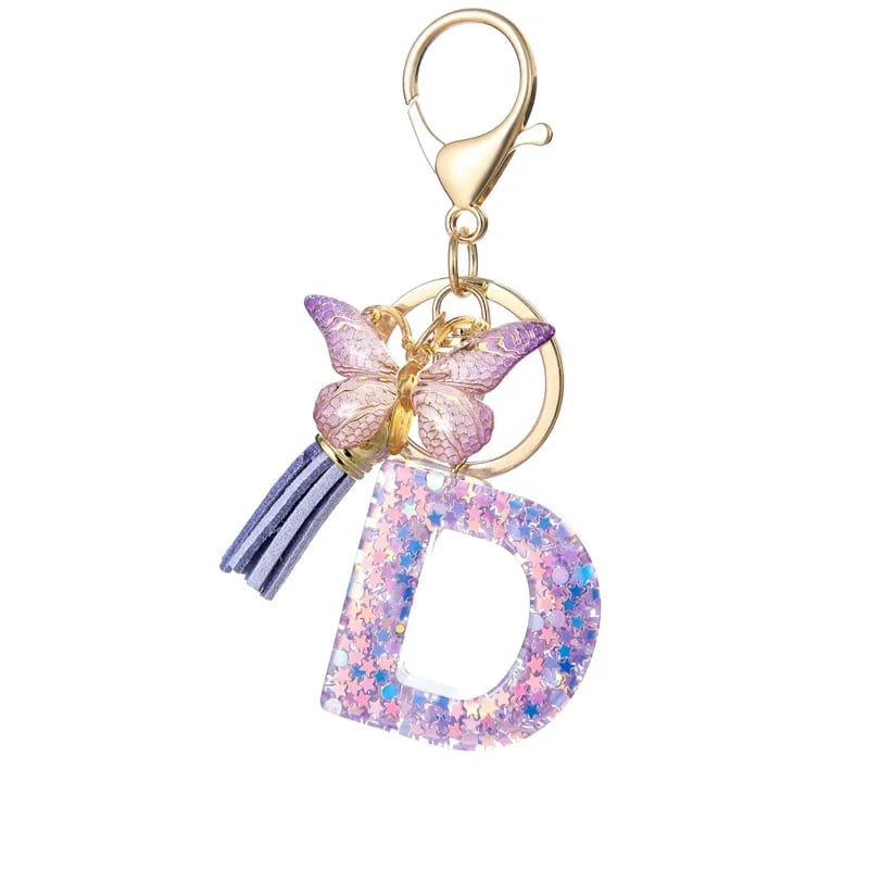 🔥Butterfly Letter Keychain Tassel Design Vibrant Durable Lightweight Gift