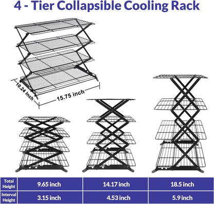 🍪 3/4-Tier Collapsible Cooling Rack – Expand to Bake. Collapse to Save Space!