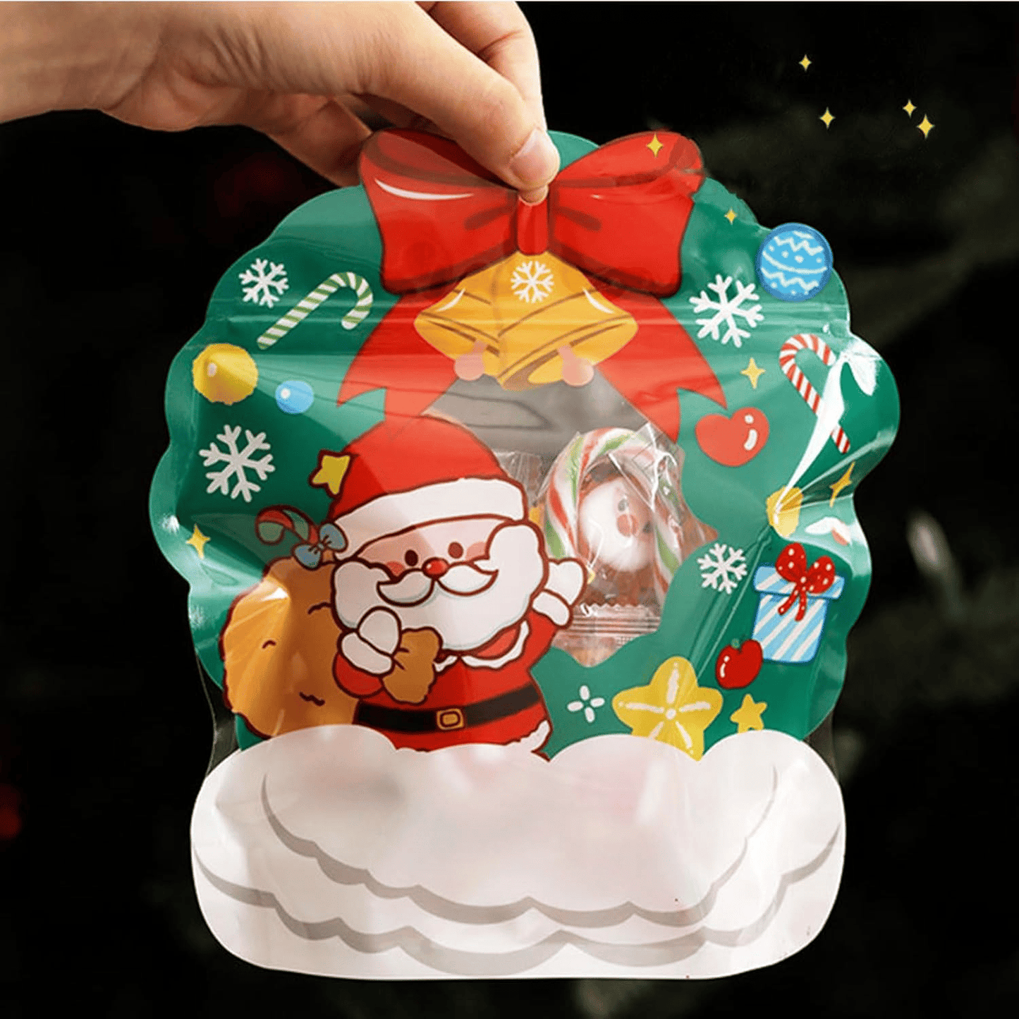 🎄Christmas Treat Bags. Kids Xmas Sealable Bags With Handle 10 PCS❄️