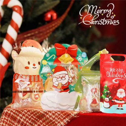🎄Christmas Treat Bags. Kids Xmas Sealable Bags With Handle 10 PCS❄️