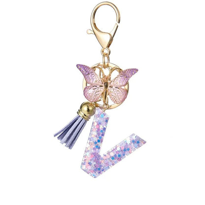 🔥Butterfly Letter Keychain Tassel Design Vibrant Durable Lightweight Gift