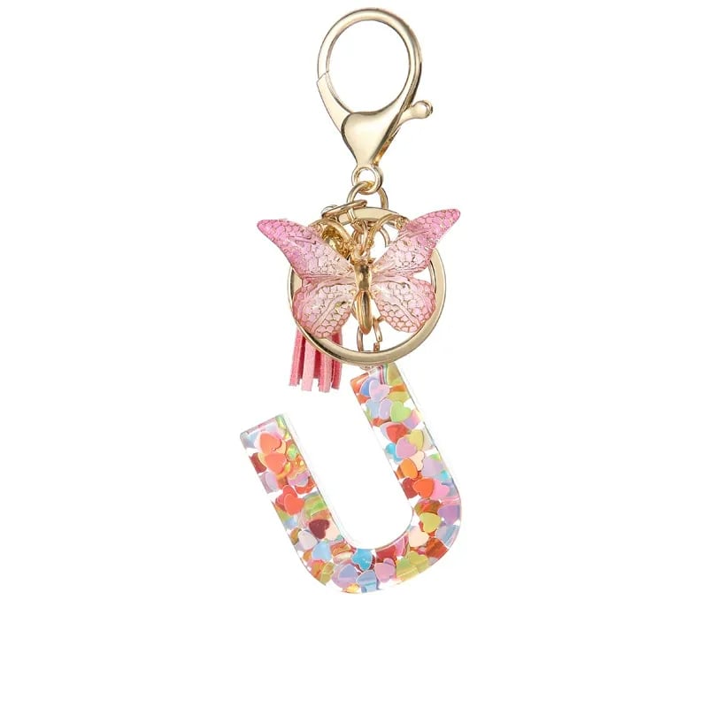 🔥Butterfly Letter Keychain Tassel Design Vibrant Durable Lightweight Gift