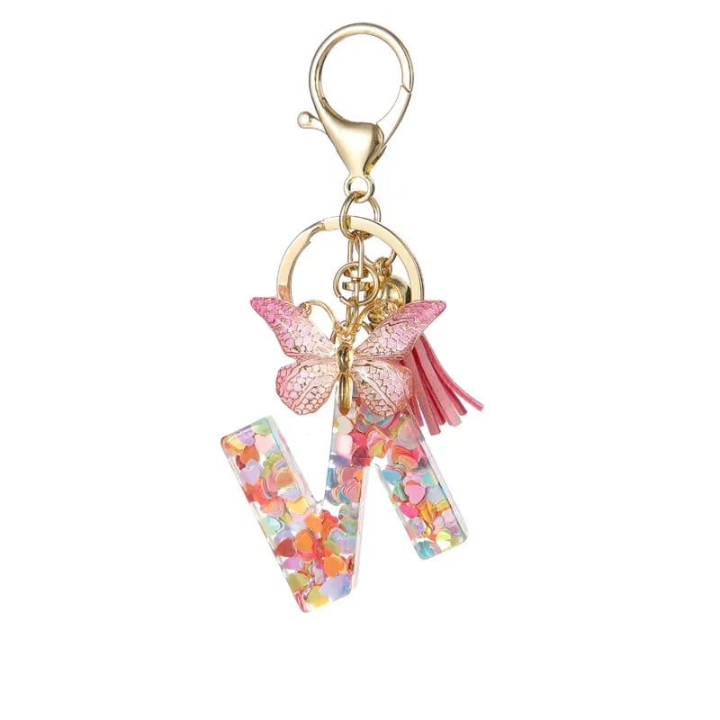 🔥Butterfly Letter Keychain Tassel Design Vibrant Durable Lightweight Gift
