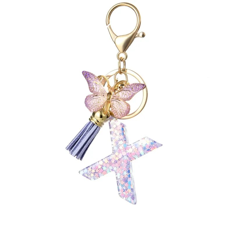🔥Butterfly Letter Keychain Tassel Design Vibrant Durable Lightweight Gift