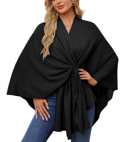 🔥Elegant Shawl Wraps Soft Open Front Poncho Sweater
