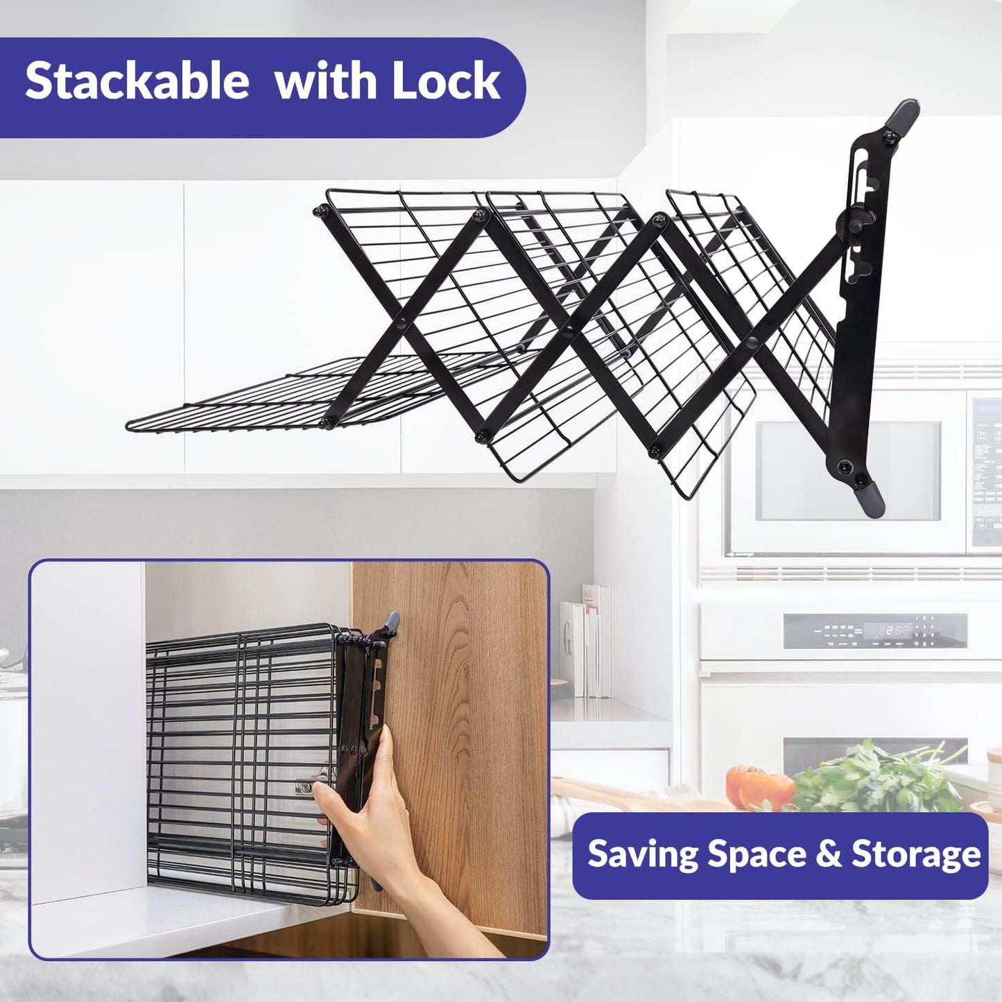 🍪 3/4-Tier Collapsible Cooling Rack – Expand to Bake. Collapse to Save Space!