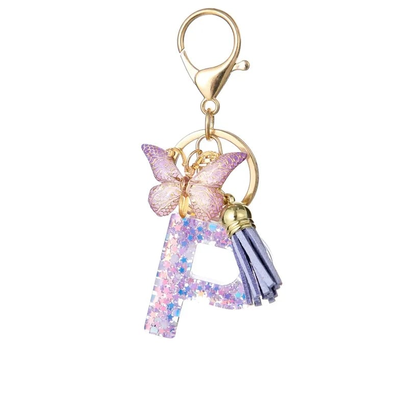 🔥Butterfly Letter Keychain Tassel Design Vibrant Durable Lightweight Gift